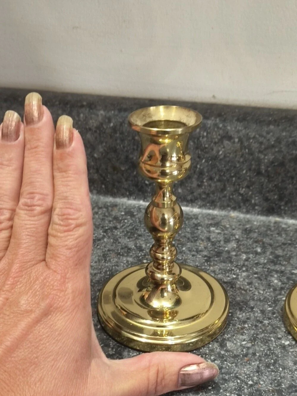 baldwin Polished Gold Brass Candlestick Pair